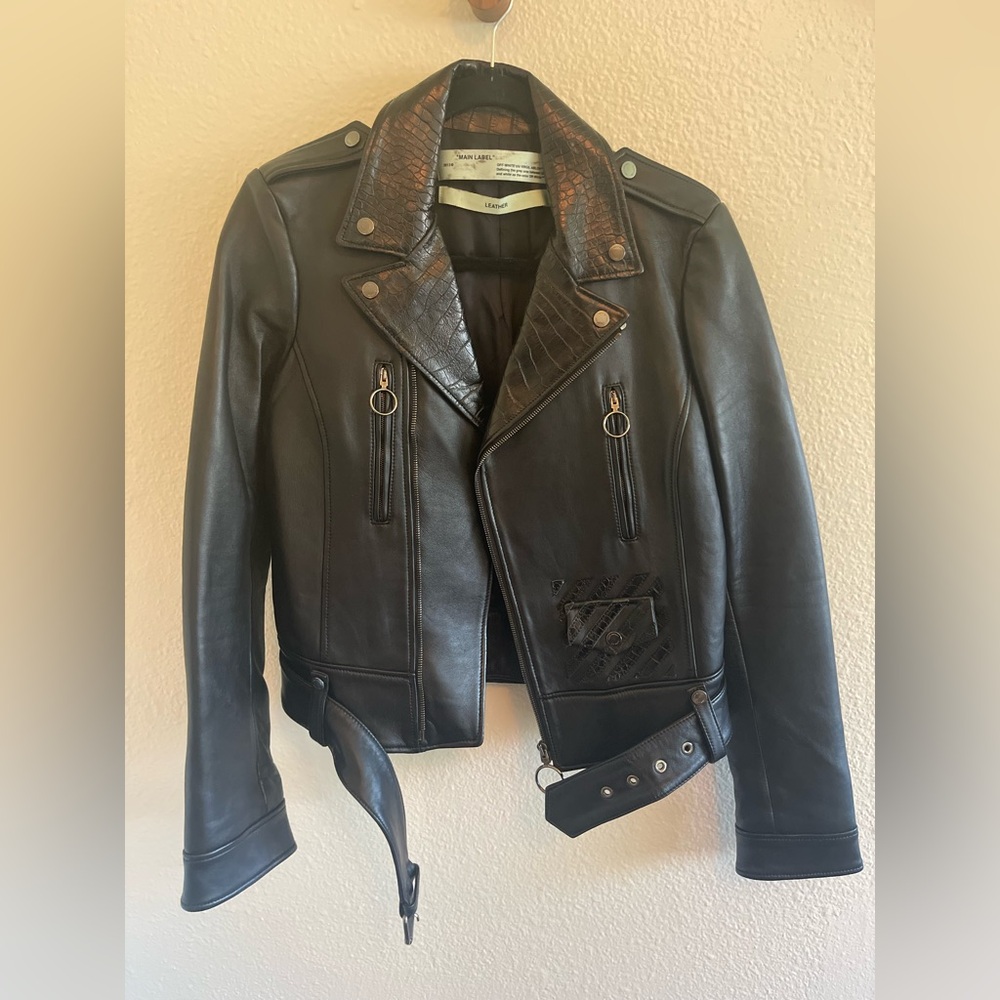 Off-White Black Leather Jacket